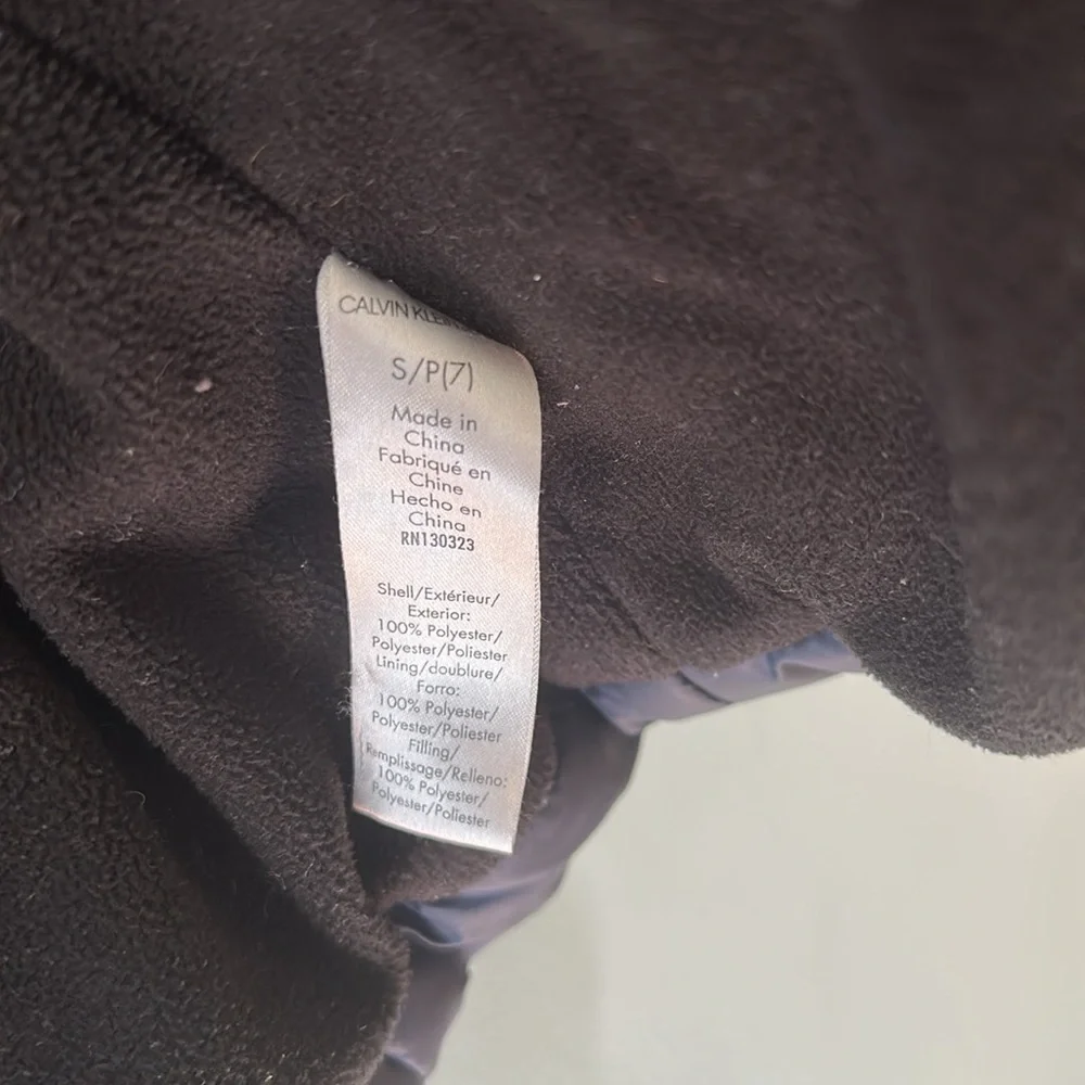 Calvin Klein Youth, Navy Blue,Zip-Up Hooded Puffer Coat Jacket SizeSmall/Petite